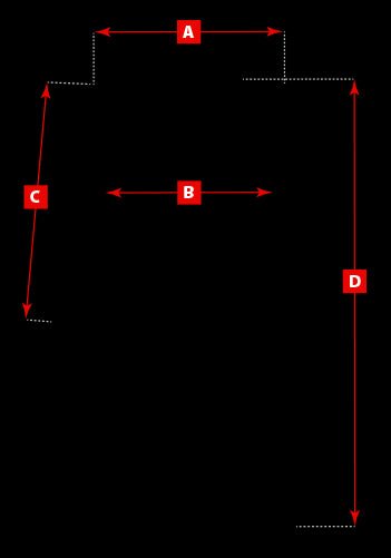Diagram illustrating measurement points for a full-length French military olive trench raincoat for accurate sizing.