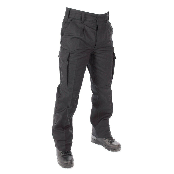 Pantalones cargo genuinos de piel de topo negra del ejército alemán con trabillas para cinturón y bolsillos seguros, duraderos para uso en combate de campo.