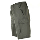 Genuine German army issue olive green moleskin cargo shorts with durable fabric and multiple pockets for men.