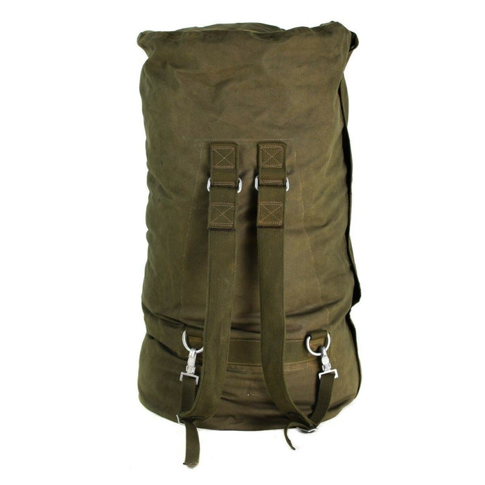 Bolsa de lona auténtica del ejército alemán, color verde oliva, con correas para los hombros, mochila militar grande y duradera.