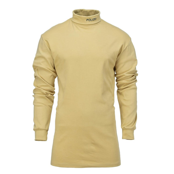 Camiseta interior ligera de cuello alto de color arena de la policía militar alemana auténtica para mayor calidez y comodidad.