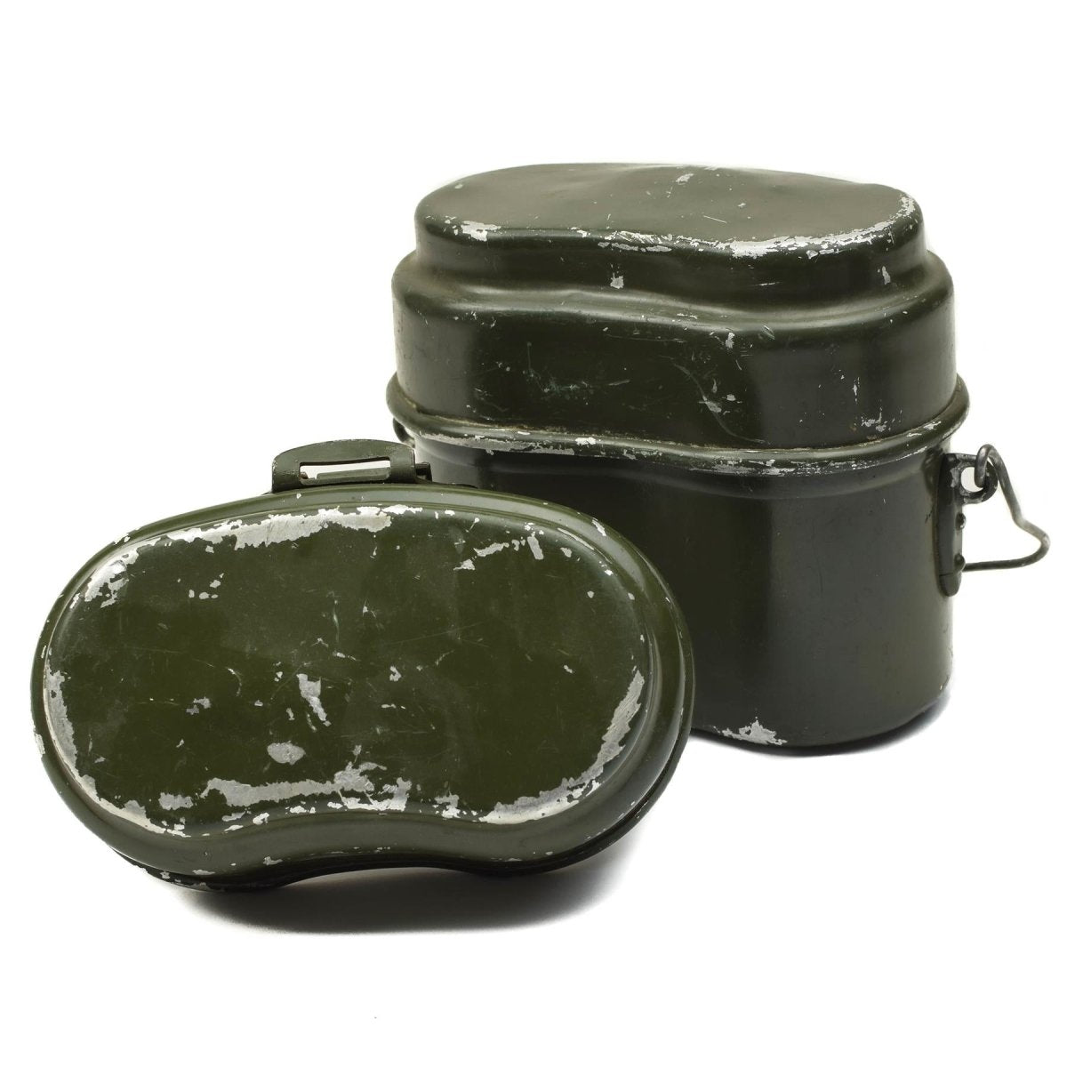 Kit de desorden del ejército húngaro genuino. Pot de bolos militar de aluminio set 2pcs
