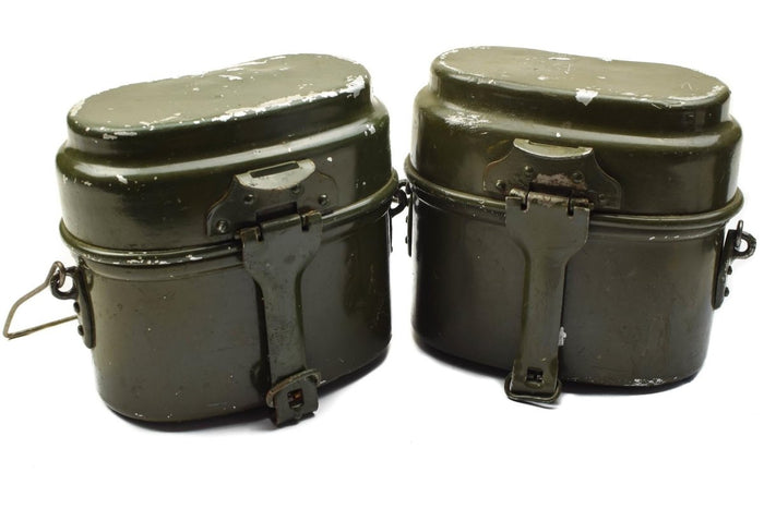 Kit de comedor auténtico del ejército húngaro. Juego de 2 bombines militares de aluminio - GoMilitar