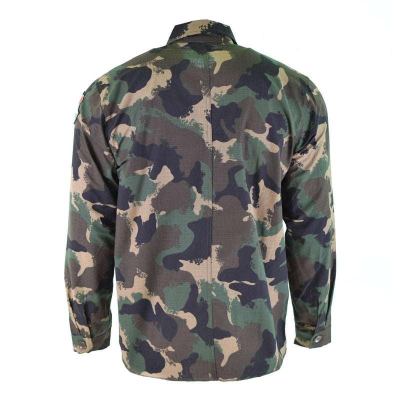 Back view of Genuine Hungarian Army m90 four-color camouflage long sleeve military shirt in ripstop fabric