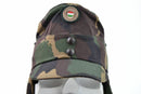 Hungarian camo army winter cap with neck flap and color badge featuring national flag cordelle on front