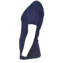 Side view of a navy blue short-sleeve Genuine Italian Army Navy T-shirt made from 100% cotton fabric.