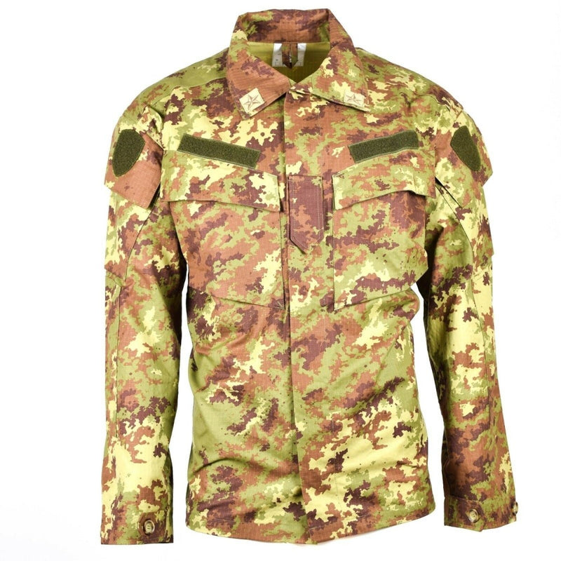 Italian army rip-stop vegetato camo ACU combat field shirt with multiple pockets and durable fabric design