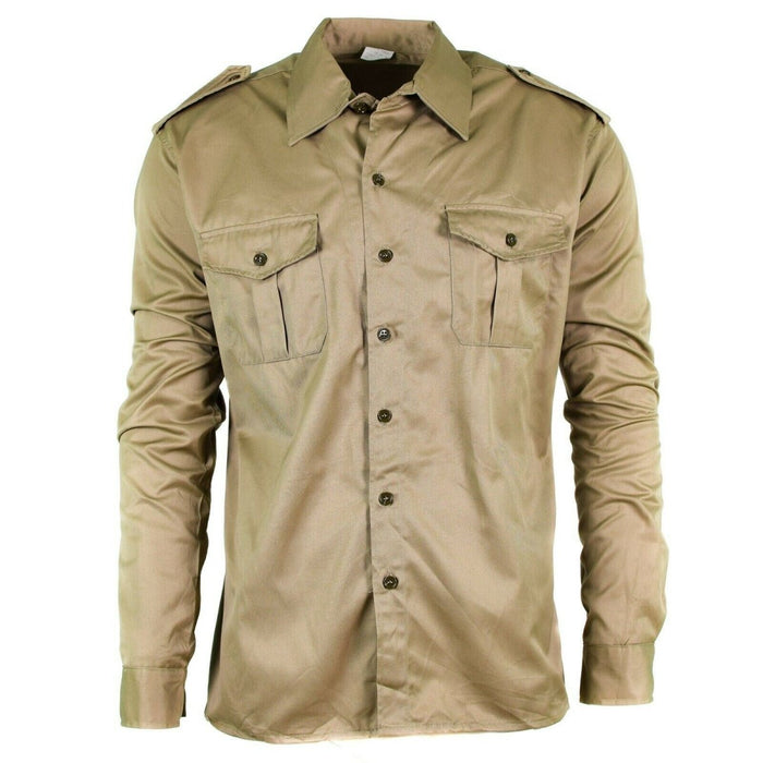 Camisa genuina del ejército italiano fatiga excedente chino caqui militar manga larga NUEVO - GoMilitar