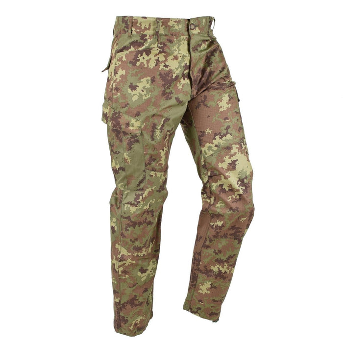 Pantalones de combate militares italianos con estampado de camuflaje vegetato con tejido ripstop y múltiples bolsillos