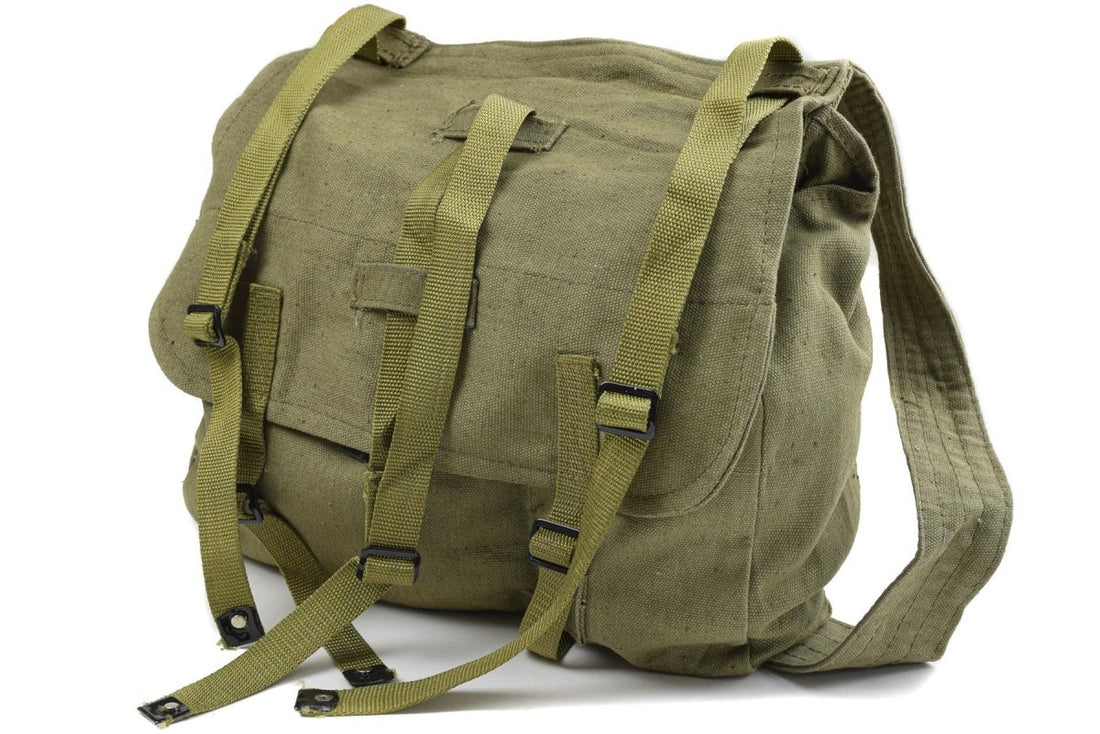 Bolsa de pan de ejército rumano genuino excedente militar lienzo de oliva havversack od nuevo
