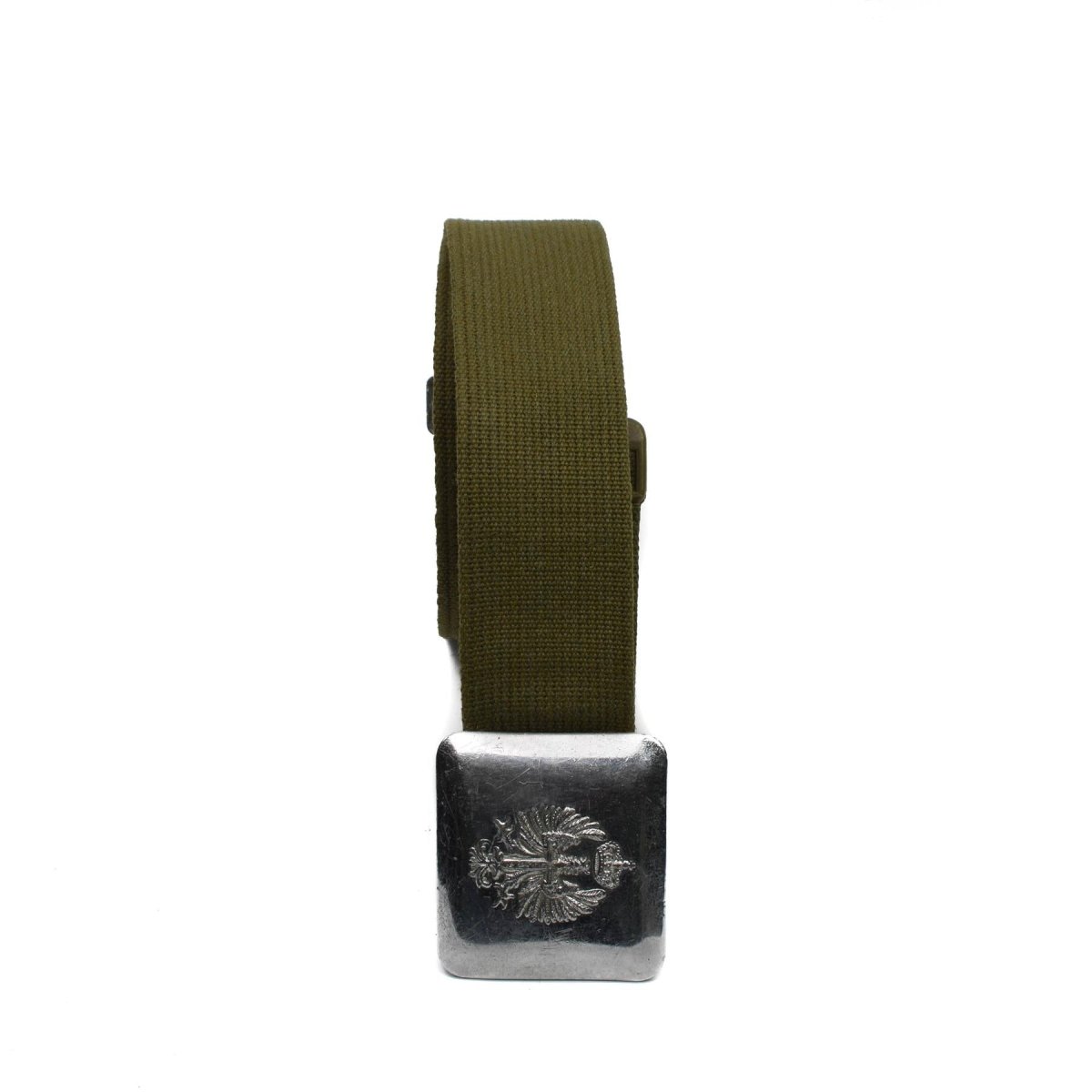Genuino cinturón español del ejército lienzo vintage hebilla de metal cinturón formal problema militar