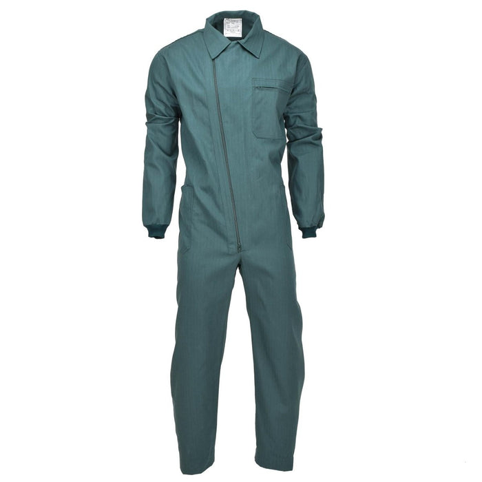 Mono original militar español ripstop verde con cremallera frontal, bolsillo en el pecho y puños elásticos, mono nuevo del ejército.