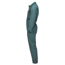 Side view of genuine Spanish military green ripstop workwear coverall with elastic waist and long sleeves