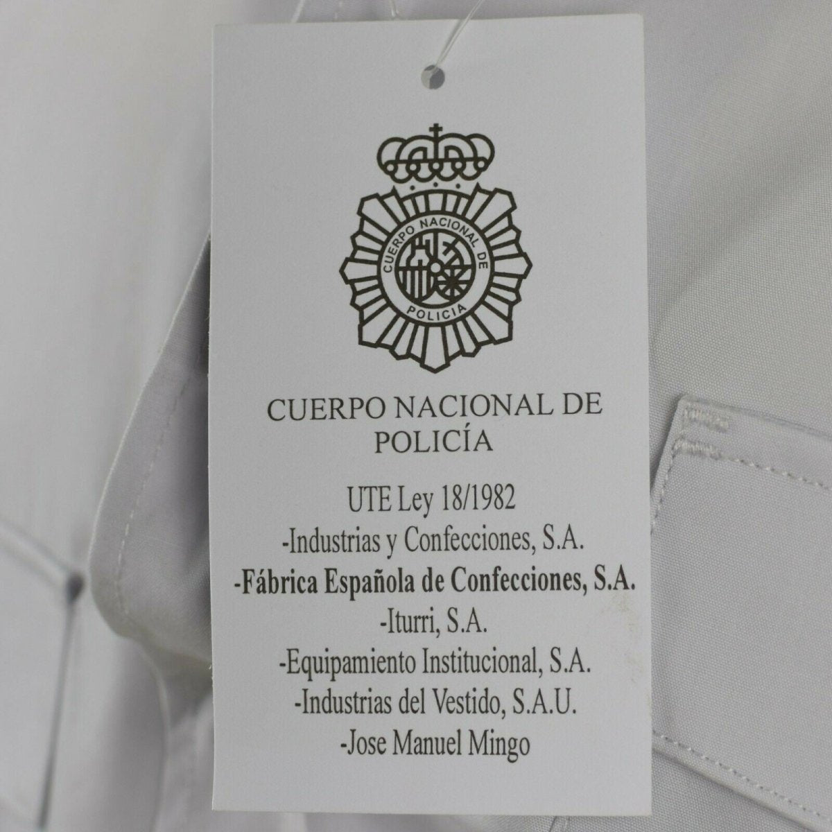 Camisa de policía española genuina camisa gris militares de mangas cortas nuevas