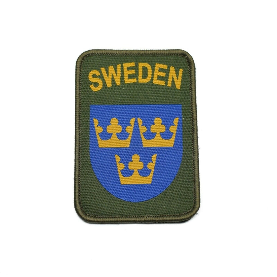 Genuino bucle de ropa de parche del ejército de Suecia y Hood Sweden Militares tres coronas
