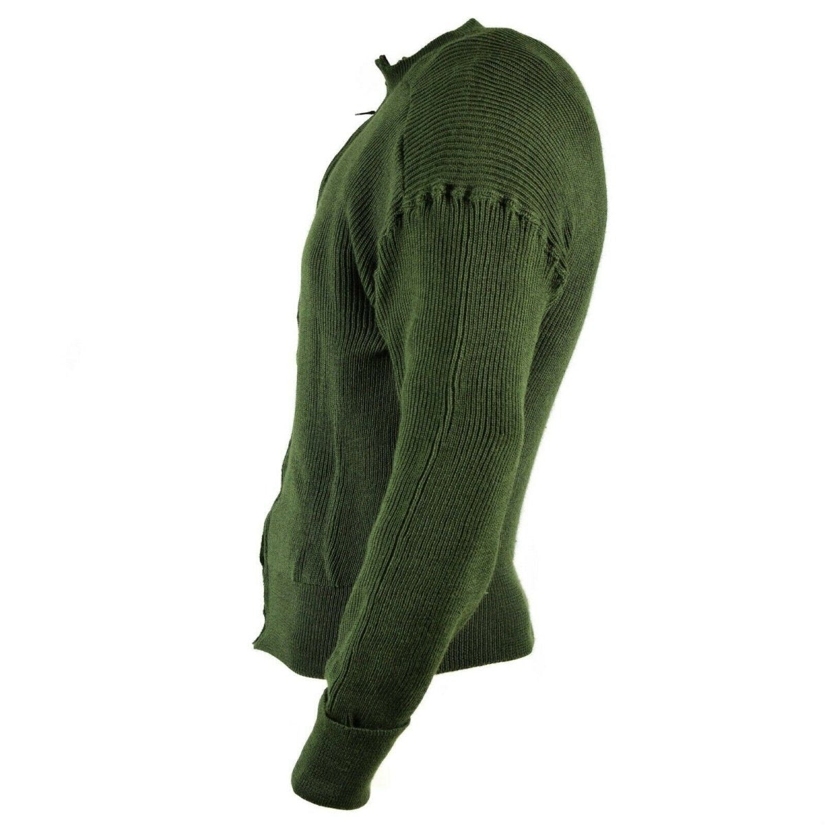 Suéter militar genuino jersey de lana verde suéter de cremallera completa nueva