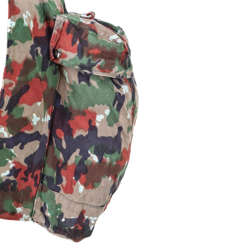Close-up of the Genuine Swiss Army Combat TAZ 83 camouflage vest backpack pocket with alpenflage pattern