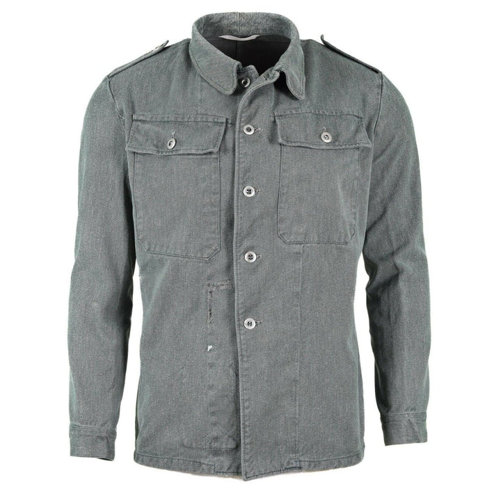 Chaqueta de trabajo genuina del ejército suizo chaqueta militar de mezclilla excedente vintage gris - GoMilitar
