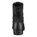 Rear view of genuine U.S. Army Jungle black leather PANAMA combat boots with nylon upper and durable sole