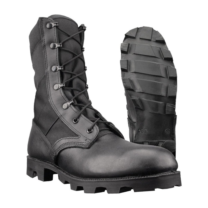 Botas de combate PANAMA de cuero negro genuino del Ejército de los EE. UU. con suela resistente y soporte para el tobillo.