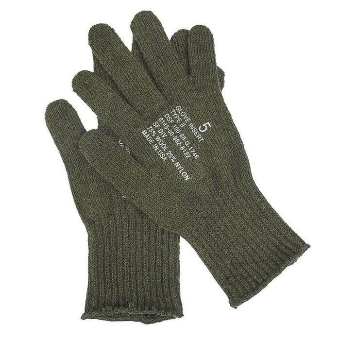 Par de forros de guantes militares genuinos de mezcla de lana del Ejército de EE. UU. en verde oliva, diseñados para brindar calidez y durabilidad.