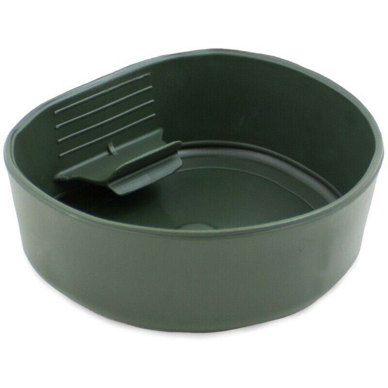 Dark green foldable Wildo camping cup in open position, made from durable BPA-free material for outdoor use