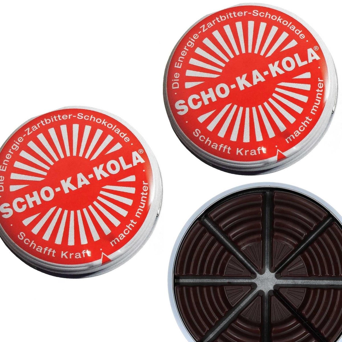 Energía alemana de chocolate negro Scho-ka-kola cafeína y nuez de cola 100 g de estaño