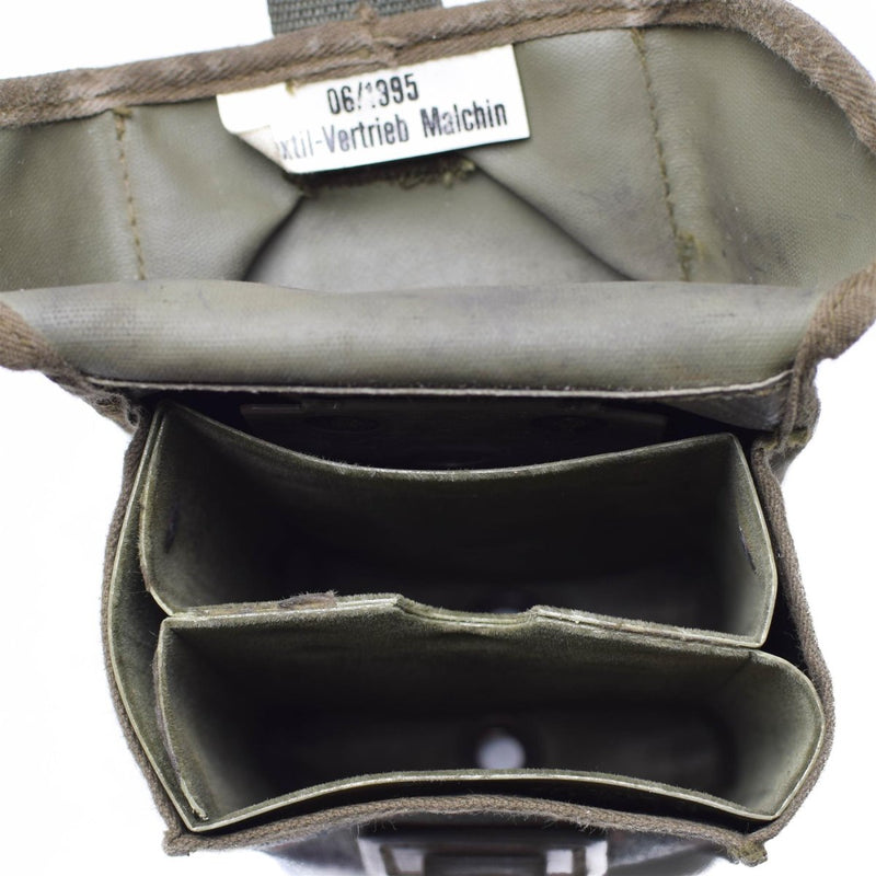 Open German military G3 magazine pouch showing multiple compartments and durable interior fabric
