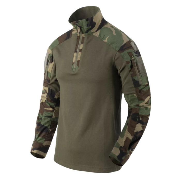 Helikon - Camisa de combate Tex MCDU Refuerzo de codo Ripstop Woodland Camo - GoMilitar