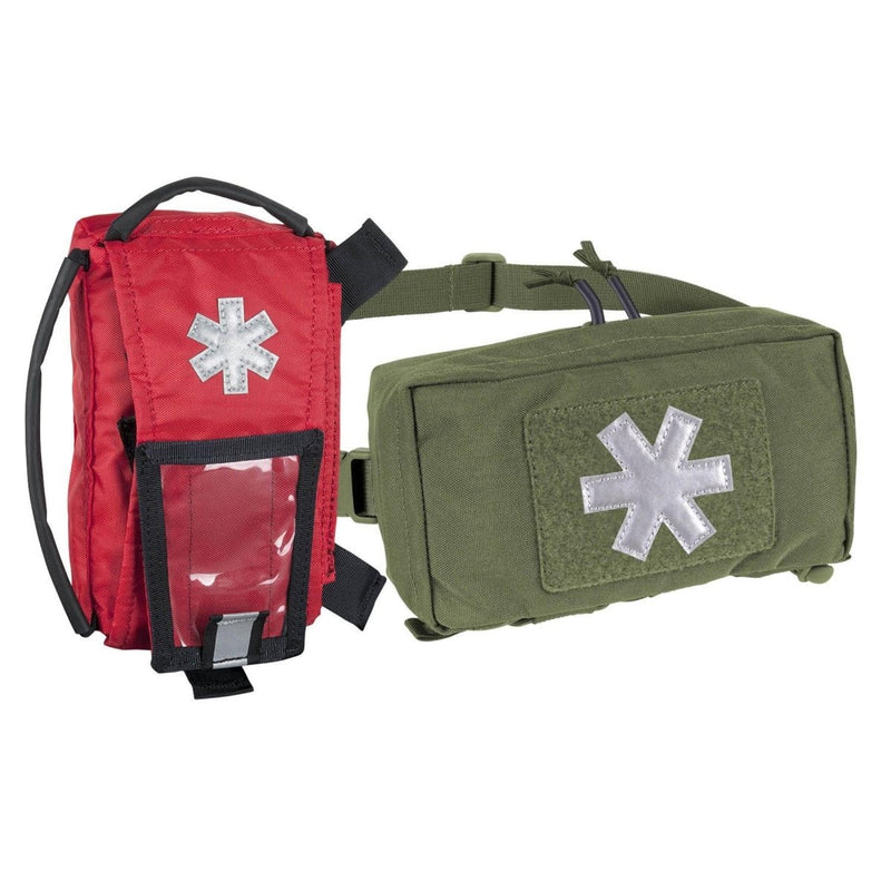 ifak pouch with reflective band in red and olive colors