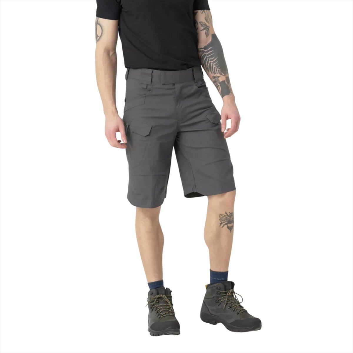 Pantalones cortos tácticos urbanos Helikon-Tex Bolsillos cargo PolyCotton Ripstop Gris