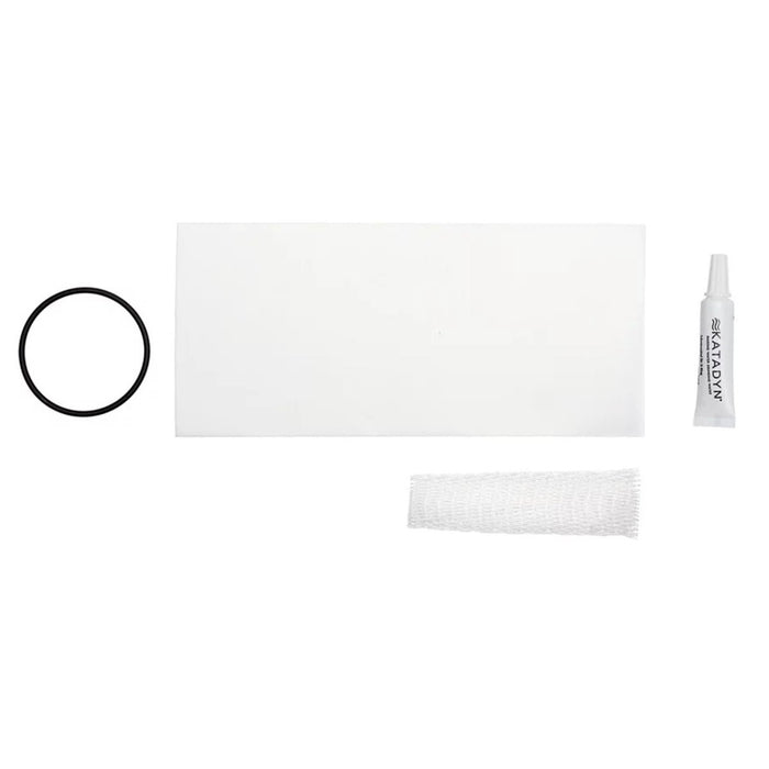 Kit de mantenimiento Katadyn Hiker Pro con protección, junta tórica, filtro de malla y lubricante de silicona para el cuidado del filtro de agua.