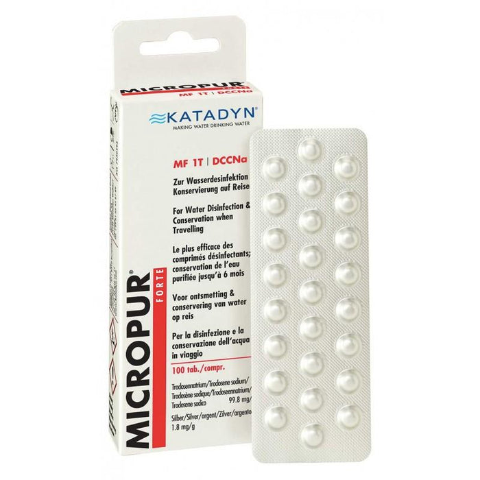 Katadyn Micropur Forte MF 1T/100 pastillas purificadoras de agua pack de 4x25 NUEVO - GoMilitar