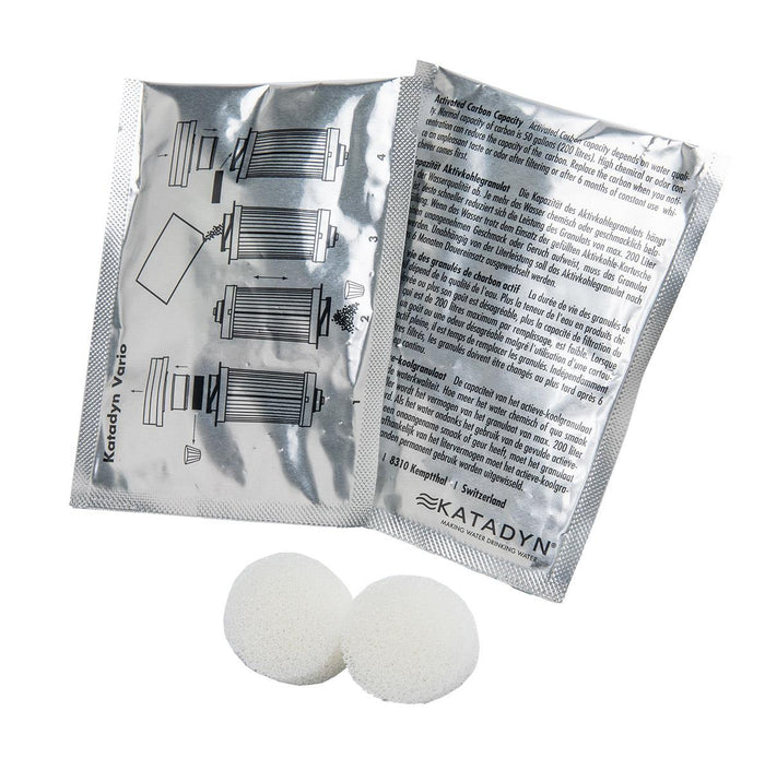 Kit de recambio de carbón activado Katadyn Vario 2 paquetes con instrucciones para el mantenimiento de la filtración de agua limpia