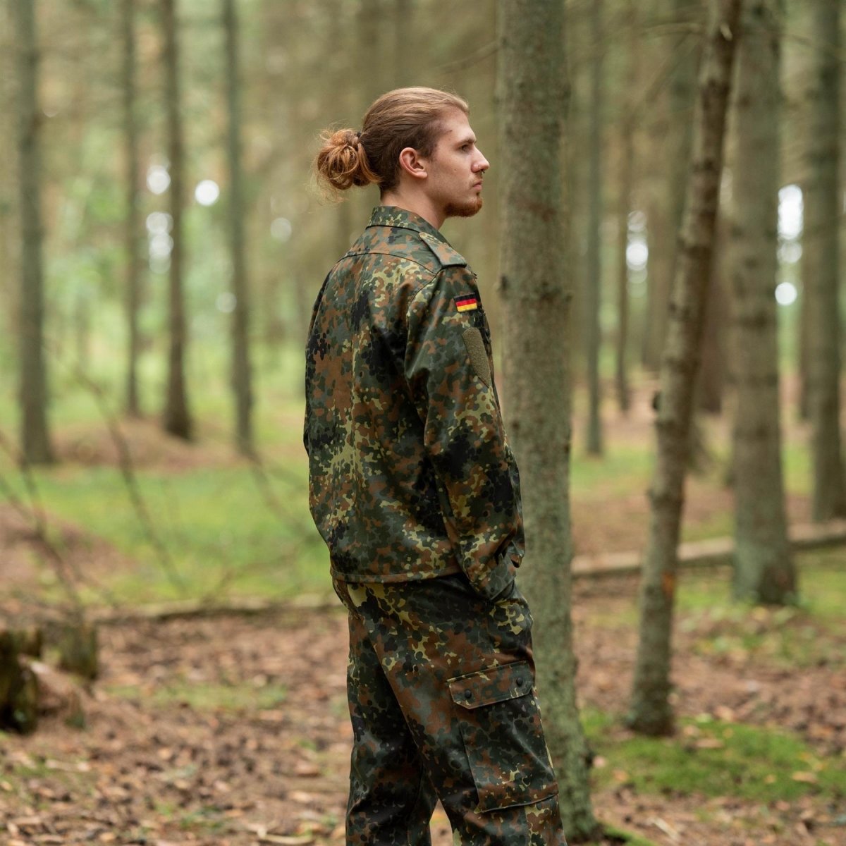 Leo Kohler Camisas militares tácticas Flecktarn Camuflage Light Combat BW Jacket