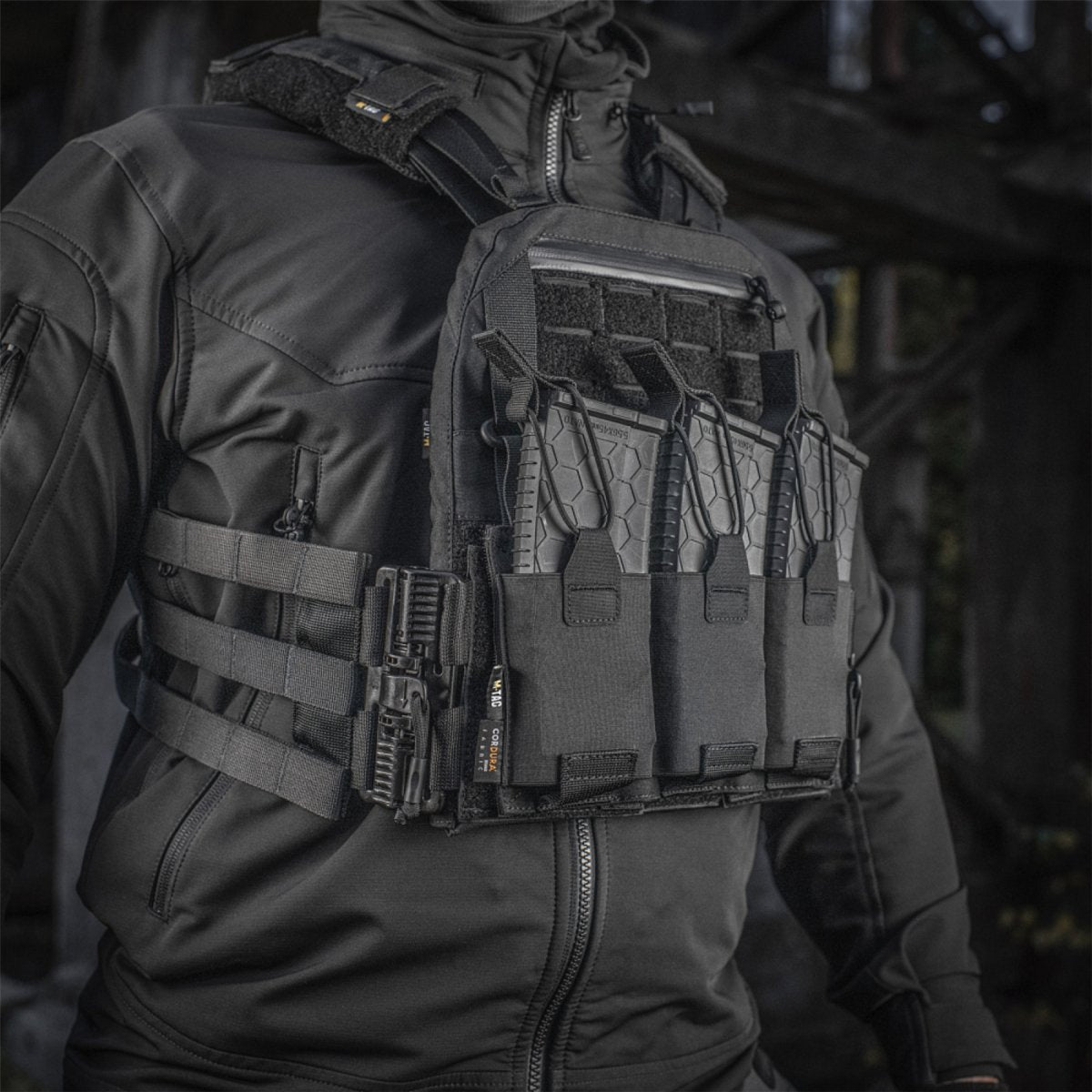 M-TAC Cuirass QRS Placa táctica Carier Cordura Sistema de liberación rápida Negro