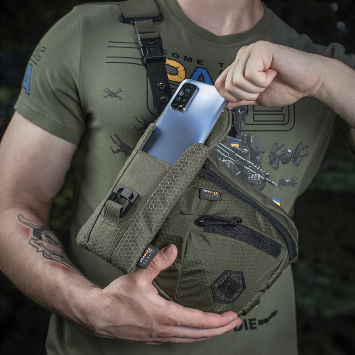M-TAC Elite Administration Pouch Durable Cordura HEX Funda para teléfono inteligente Oliva