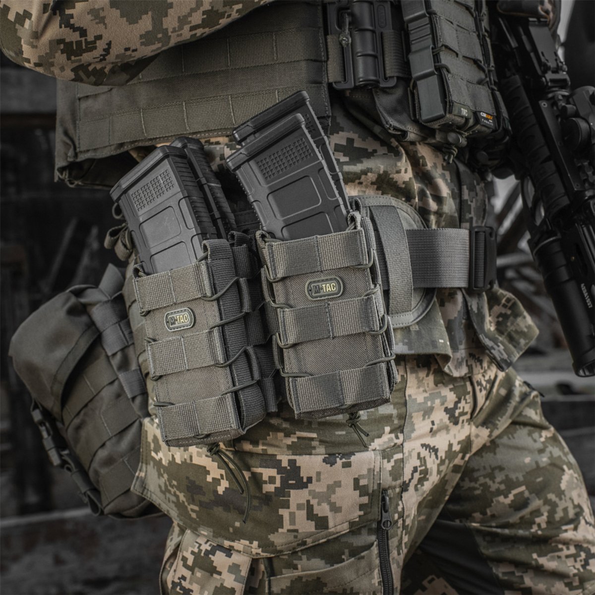 M-TAC Bolsa abierta para cargador doble Cordura táctica de goma antideslizante Oliva