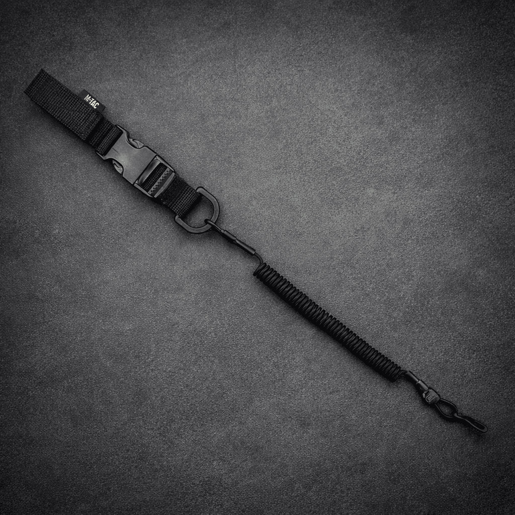 M-TAC Cordón de seguridad táctico Lite Carbine Lanyard Retención Anillo en D Fastex Negro
