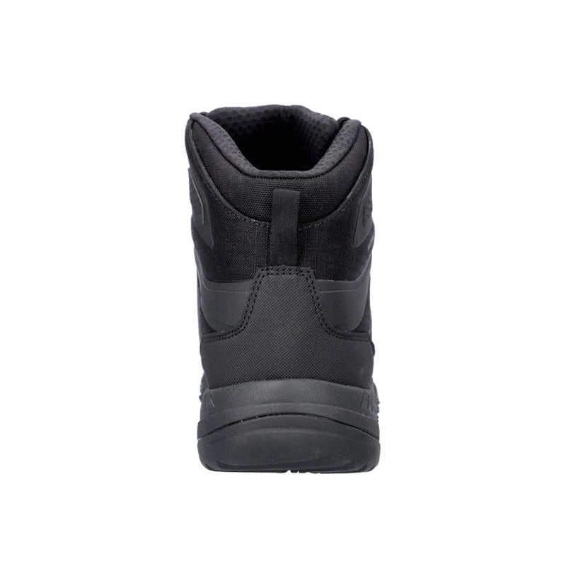 Rear view of black Magnum HI-TEC Ultima 6.0 waterproof insulated hiking boot with padded collar and durable sole