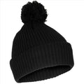 MFH Gorro con pompón Aislamiento Thinsulate 3M Forro polar de punto grueso Negro
