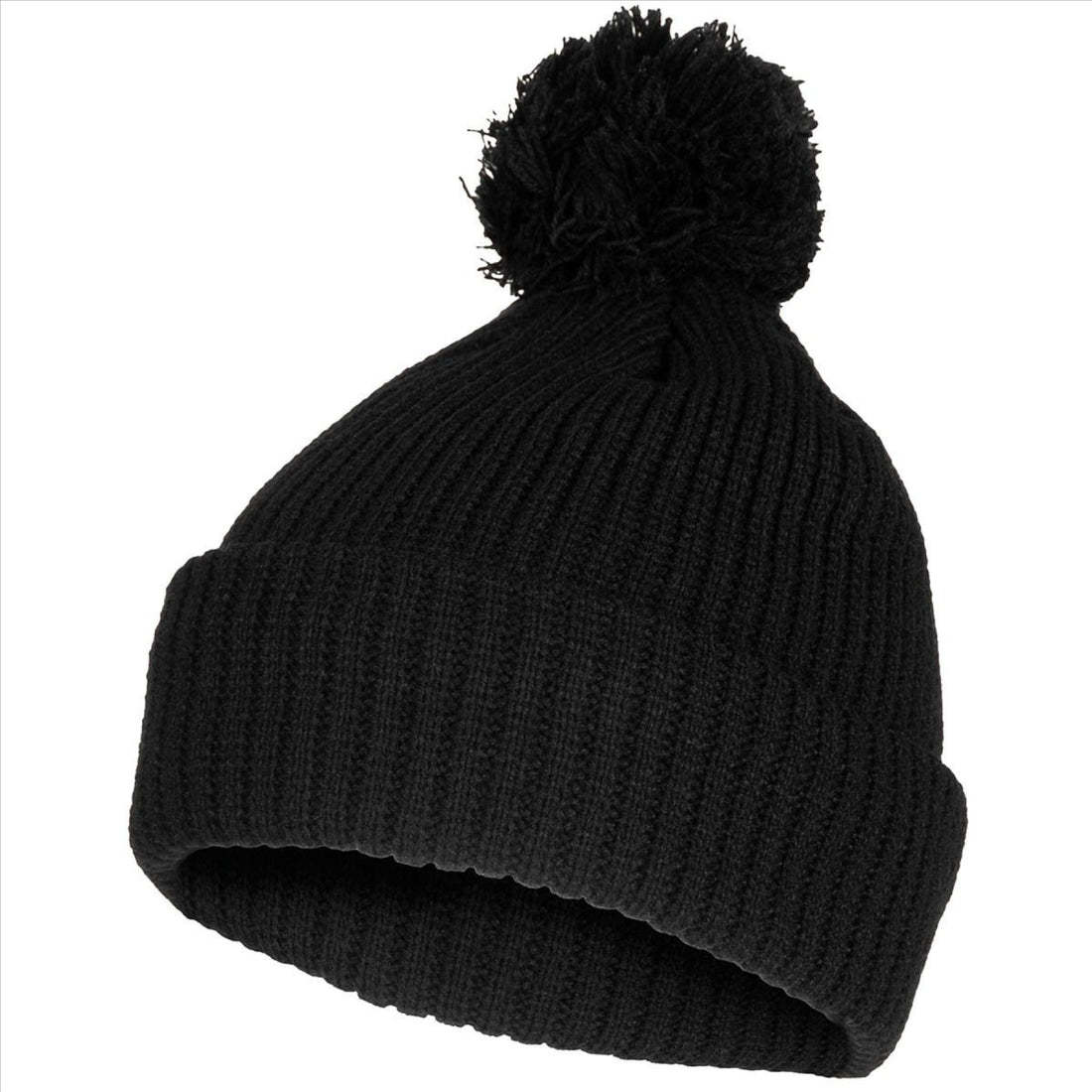 MFH Gorro con pompón Aislamiento Thinsulate 3M Forro polar de punto grueso Negro