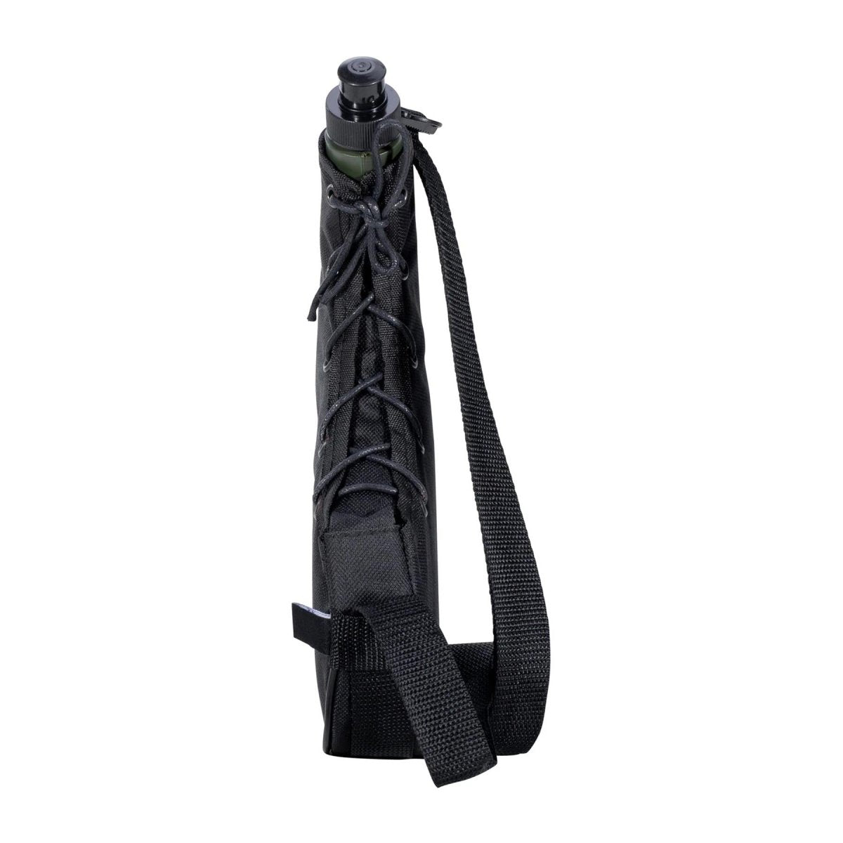 MFH Bota 0,75 L Botella de agua de plástico con funda de poliéster incluida, color negro