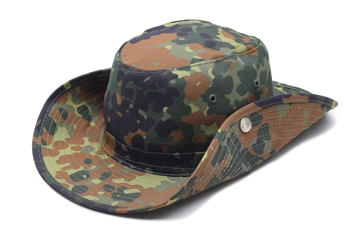 MFH Brand Military Bush Style Hat Flecktarn Bucket Panama Jungle Summer Cap New
