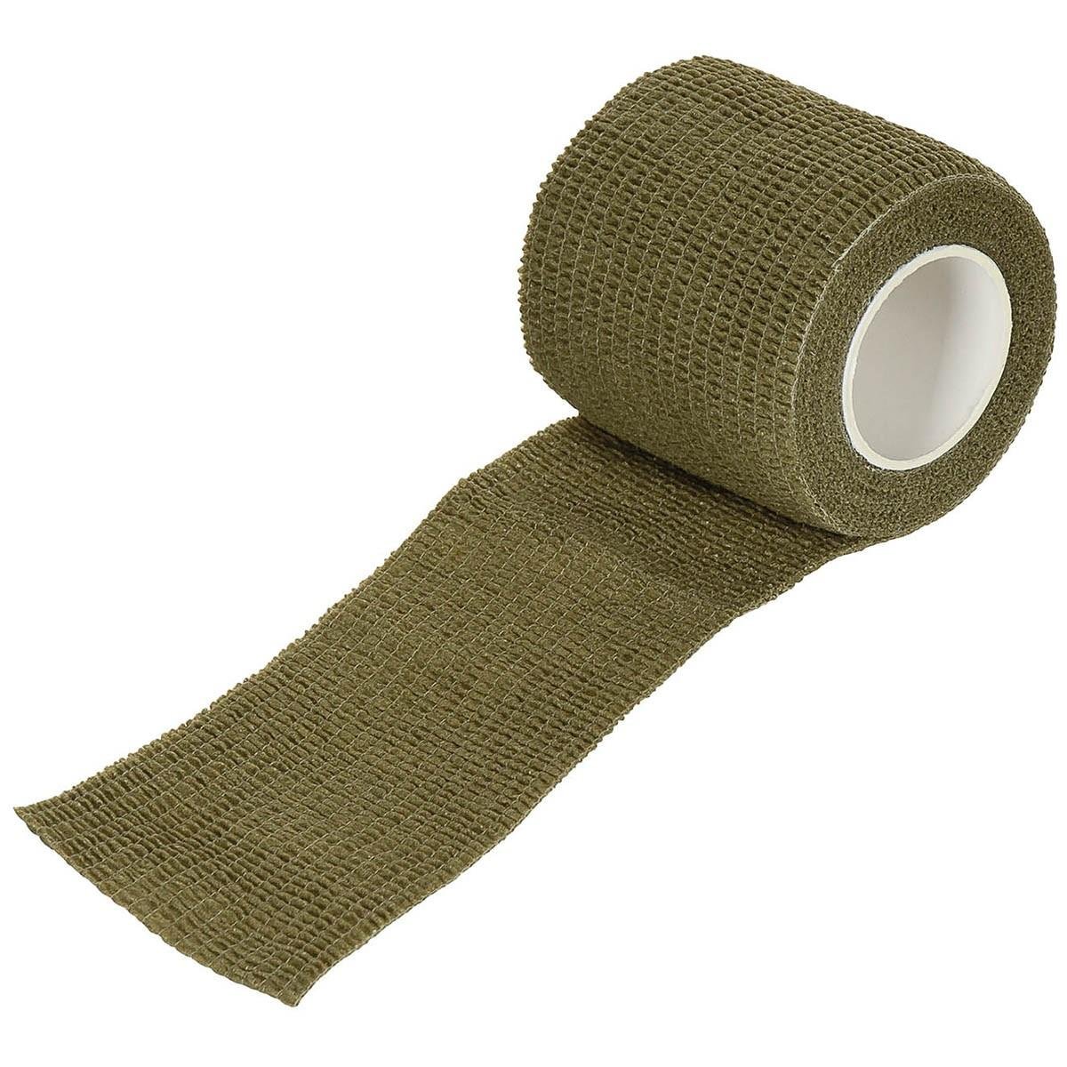 MFH Cinta Camuflaje Autoadhesiva Tejido Estructural Elástico 5 cm x 4,5 m Oliva