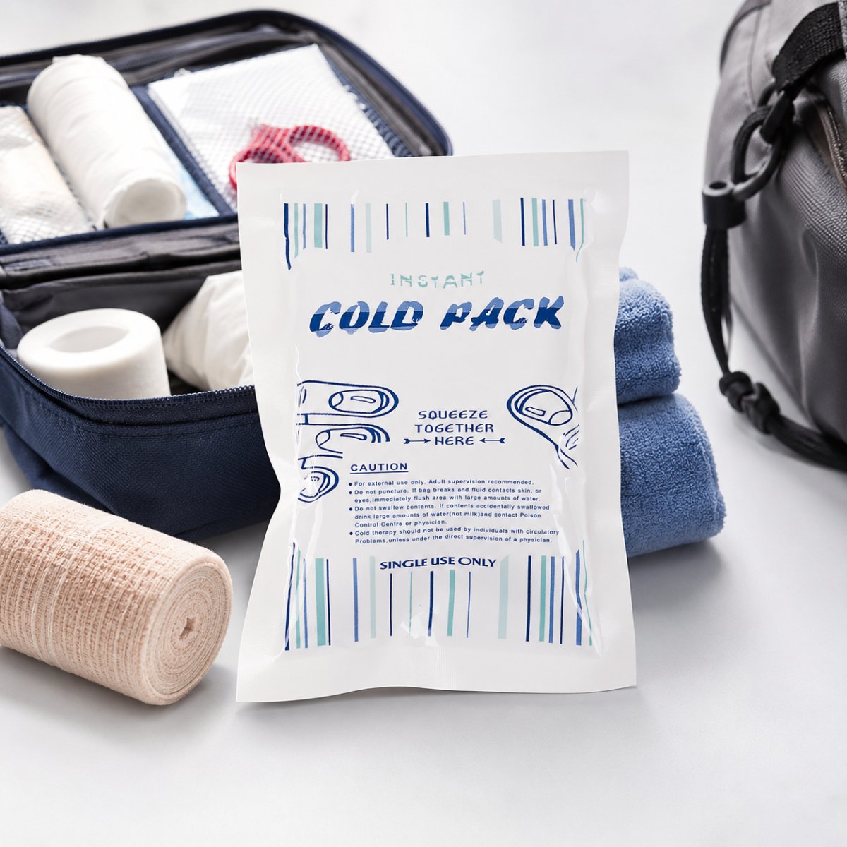 MFH Paquete de frío instantáneo 100 g Paquete de enfriamiento de primeros auxilios de un solo uso Viajes al aire libre