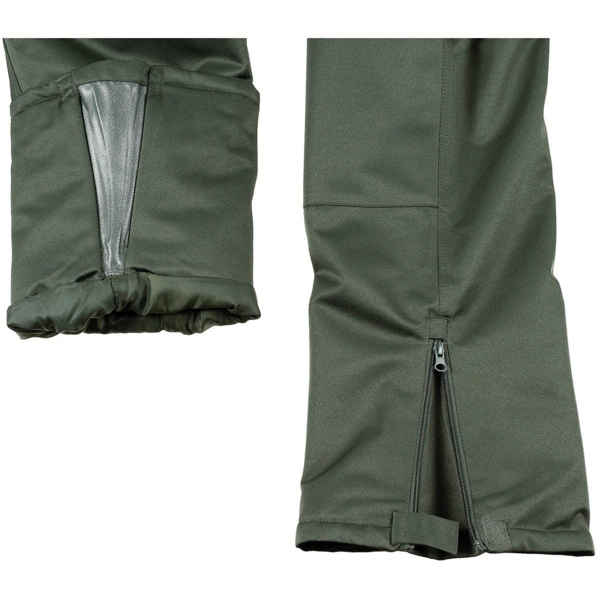 MFH Pantalones polares de invierno 2 capas impermeables a prueba de viento reforzados hasta la rodilla verde oliva
