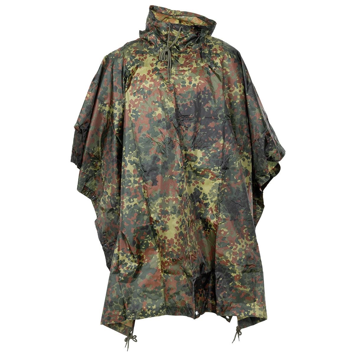MFH Poncho Capucha ajustable Impermeable Resistente al viento Tejido RipStop Costuras soldadas