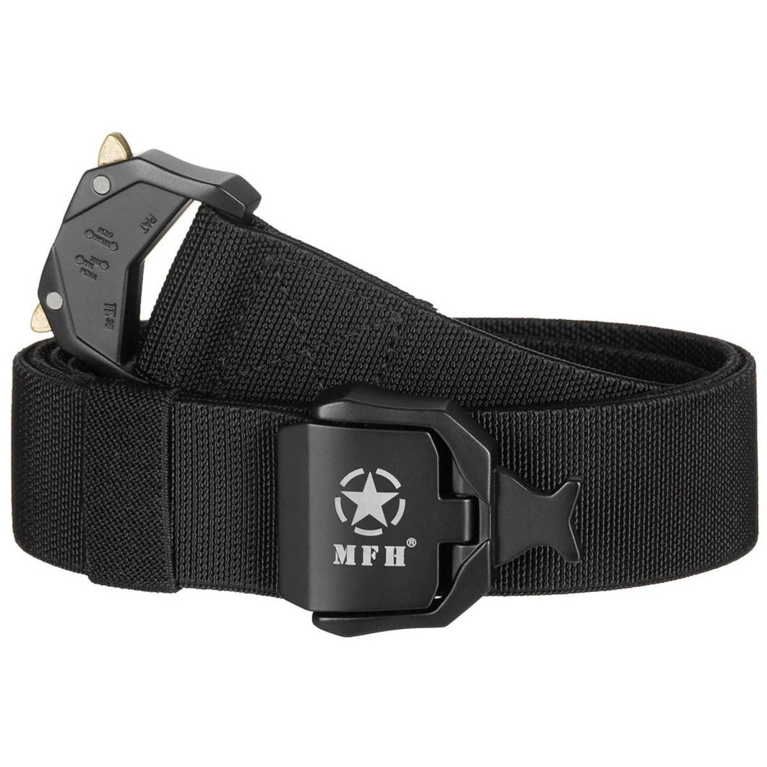 MFH Cinturón táctico de liberación rápida elástico ajustable polipropileno negro