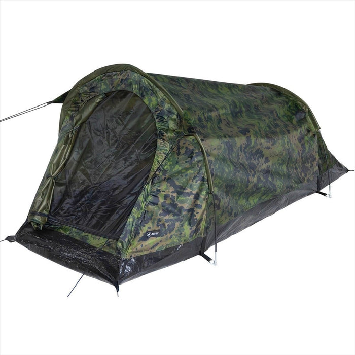Carpa túnel MFH Schwarzenberg resistente al agua para una persona camuflaje finlandés M05 - GoMilitar